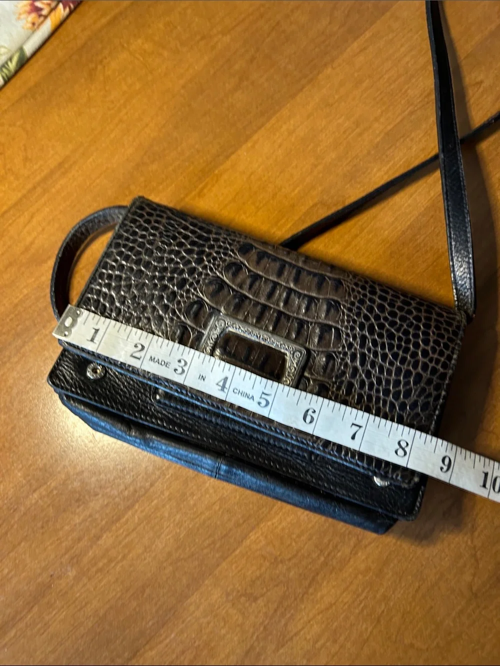 Brighton Black Croc-Embossed Crossbody Bag